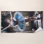 Serviette De Plage Danse de ballet dans un Tutu bleu (Devant)