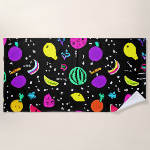 Serviette De Plage Danse énergique de fruits néons