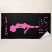 Serviette De Plage Danse irlandaise personnalisée Danse noire et rose (Devant)