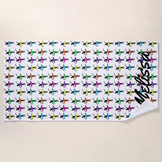 Serviette De Plage Danseurs de ballet Ballerina Neon Tutus Silhouette (Devant)