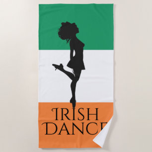 Serviette De Plage Danseuse irlandaise et Drapeau irlandais Dance de