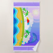 Serviette De Plage Dauphin à la plage (Devant)