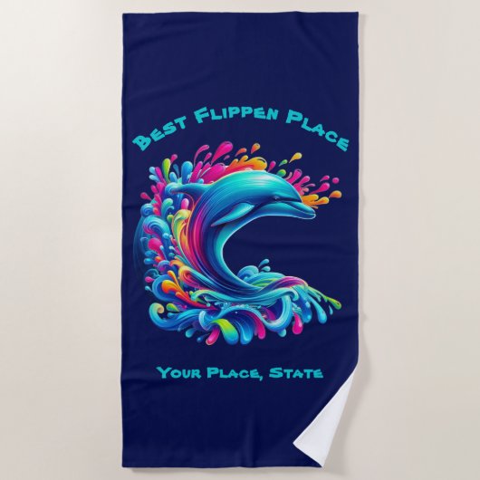 Serviette De Plage Dauphin coloré (Devant)