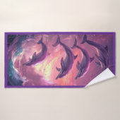Serviette de plage dauphins au lever du soleil (Serviette de bain)