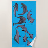 Serviette De Plage Dauphins de natation vintage (Devant)