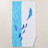 Serviette De Plage Dauphins Lowpoly sautant hors de l'Océan (Devant)