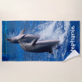 Serviette De Plage Dauphins personnalisés (Devant)