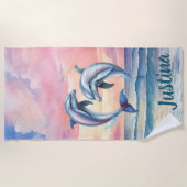 Serviette De Plage Dauphins Personnalisés  (Devant)