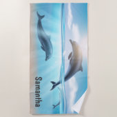 Serviette De Plage Dauphins réalistes Personnalisés (Devant)