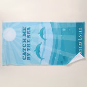 Serviette De Plage Dauphins Vagues de l'océan Personnalisé (Devant)