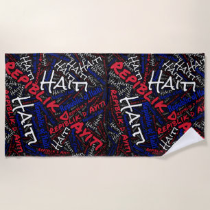 Serviette De Plage Dazzling Haïti Drapeau couleurs Patriotique