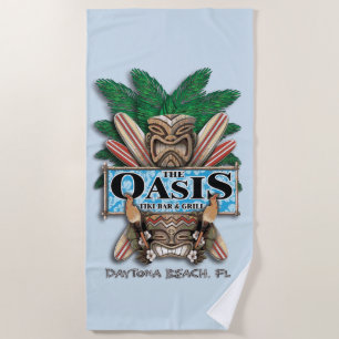 Serviette de plage de bar et grill de Tiki d'oasis