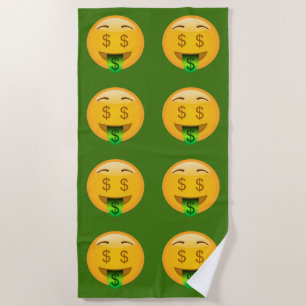 Serviette de plage de Bath d'Emoji d'argent vert