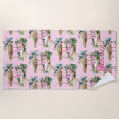 Serviette de plage de Cabana Tropical Rose (Devant)