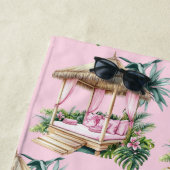 Serviette de plage de Cabana Tropical Rose (En situation)