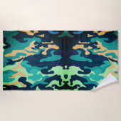 Serviette de plage de camouflage bleu vert (Devant)