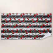 Serviette de plage de cerise de crâne (Devant)