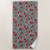 Serviette de plage de cerise de crâne (Devant)