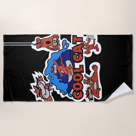 Serviette de plage de chat cool (Devant)