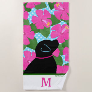 Serviette de plage de Chien noir de l'île Hibiscus