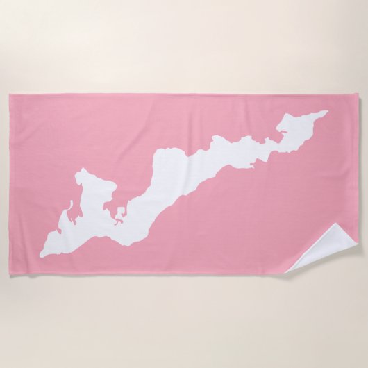 Serviette de plage de Fishers Island - Blanc/Rose (Devant)