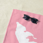 Serviette de plage de Fishers Island - Blanc/Rose (En situation)