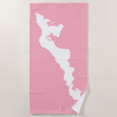 Serviette de plage de Fishers Island - Blanc/Rose (Devant)