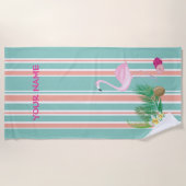 Serviette de plage de Flamant rose tropical person (Devant)