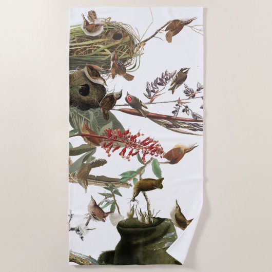 Serviette de plage de fleurs de nids d'oiseaux de (Devant)