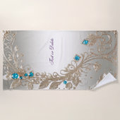 Serviette de plage de Gold Blue Stones (Devant)