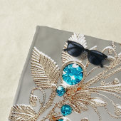 Serviette de plage de Gold Blue Stones (En situation)