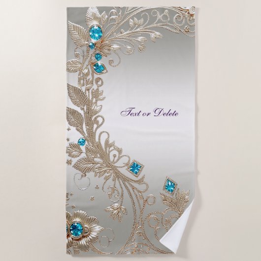 Serviette de plage de Gold Blue Stones (Devant)