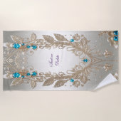 Serviette de plage de Gold Blue Stones (Devant)