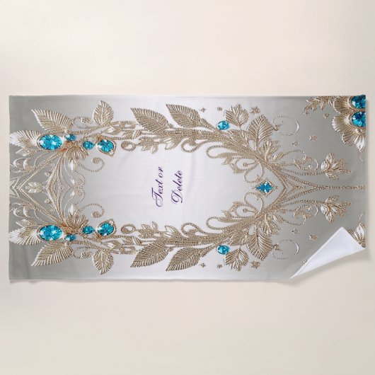 Serviette de plage de Gold Blue Stones (Devant)