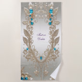 Serviette de plage de Gold Blue Stones (Devant)
