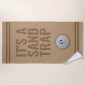 Serviette de plage de golf drôle thème piège à sab (Devant)