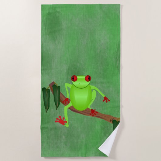 Serviette de plage de grenouille à arbre (Devant)