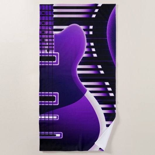 Serviette de plage de guitare électrique violet (Devant)