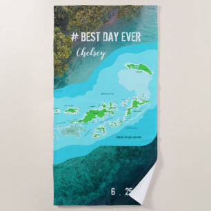 Serviette De Plage De jour #Best les souvenirs de carte des Îles