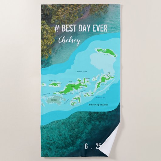 Serviette De Plage De jour #Best les souvenirs de carte des Îles (Devant)