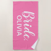 Serviette de plage de la mariée rose et blanche no (Devant)