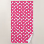 Serviette de plage de lapins roses et blancs chaud (Devant)
