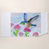 Serviette de plage de l'Aquarelle de colibri (Devant)