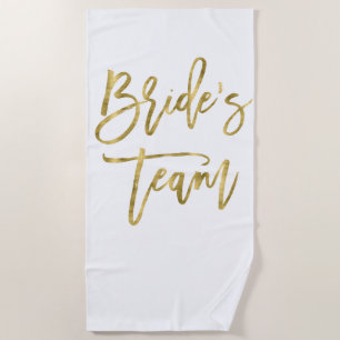 Serviette de plage de l'équipe de la mariée en or
