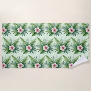 Serviette de plage de l'Hibiscus tropical vert