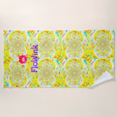 Serviette de plage de l'hippie jaune (Devant)