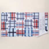 Serviette de plage de Madras rouge, blanc et bleu  (Devant)