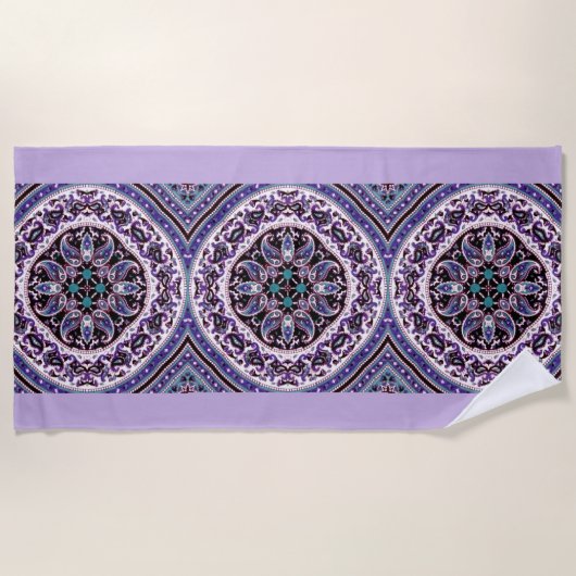 Serviette de plage de Mandala violet (Devant)
