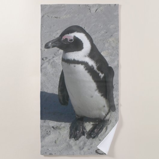 Serviette de plage de marche mignonne de pingouin (Devant)