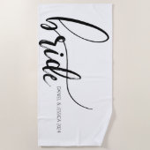 Serviette de plage de mariage élégante et minimali (Devant)